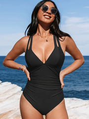 Women's Elegant Cross-Back One-Piece Swimsuit