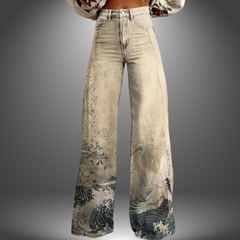 Olivia | Pantalones con estampado floral hechos a mano
