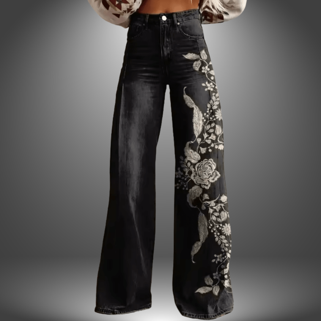 Olivia | Pantalones con estampado floral premium