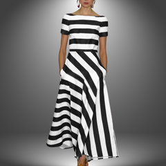 Malene | Vestido largo de rayas con corte A