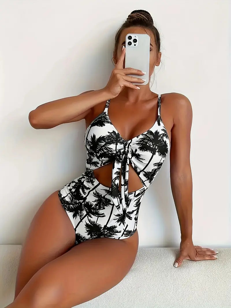 Palm Tree Print Swimsuit