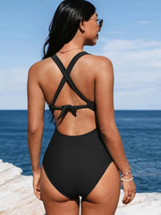 Women's Elegant Cross-Back One-Piece Swimsuit
