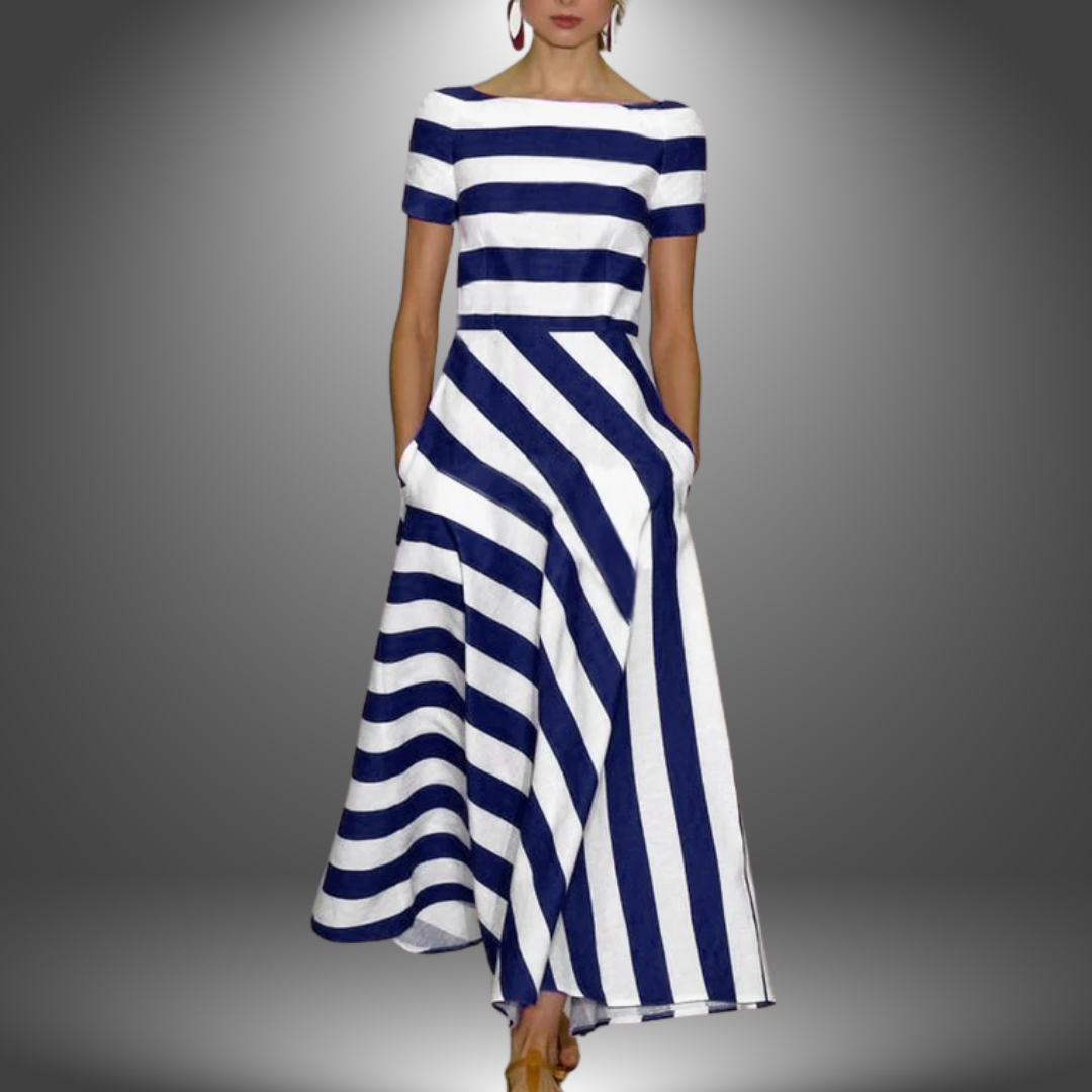 Malene | Vestido largo de rayas con corte A