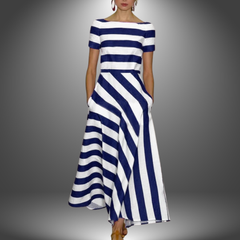 Malene | Vestido largo de rayas con corte A