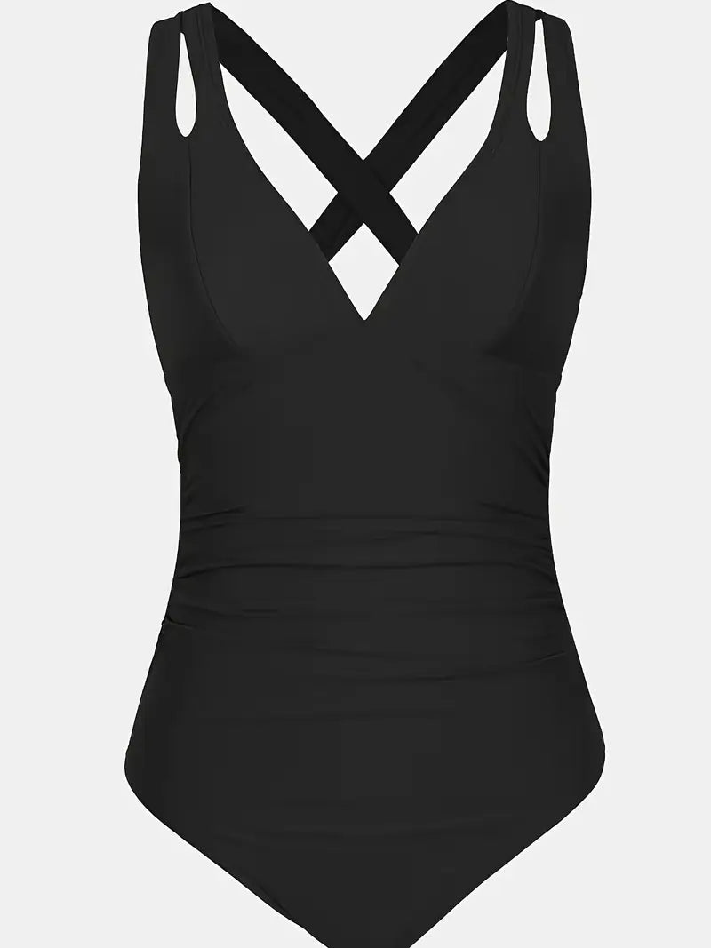 Women's Elegant Cross-Back One-Piece Swimsuit