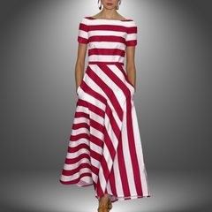Malene | Vestido largo de rayas con corte A