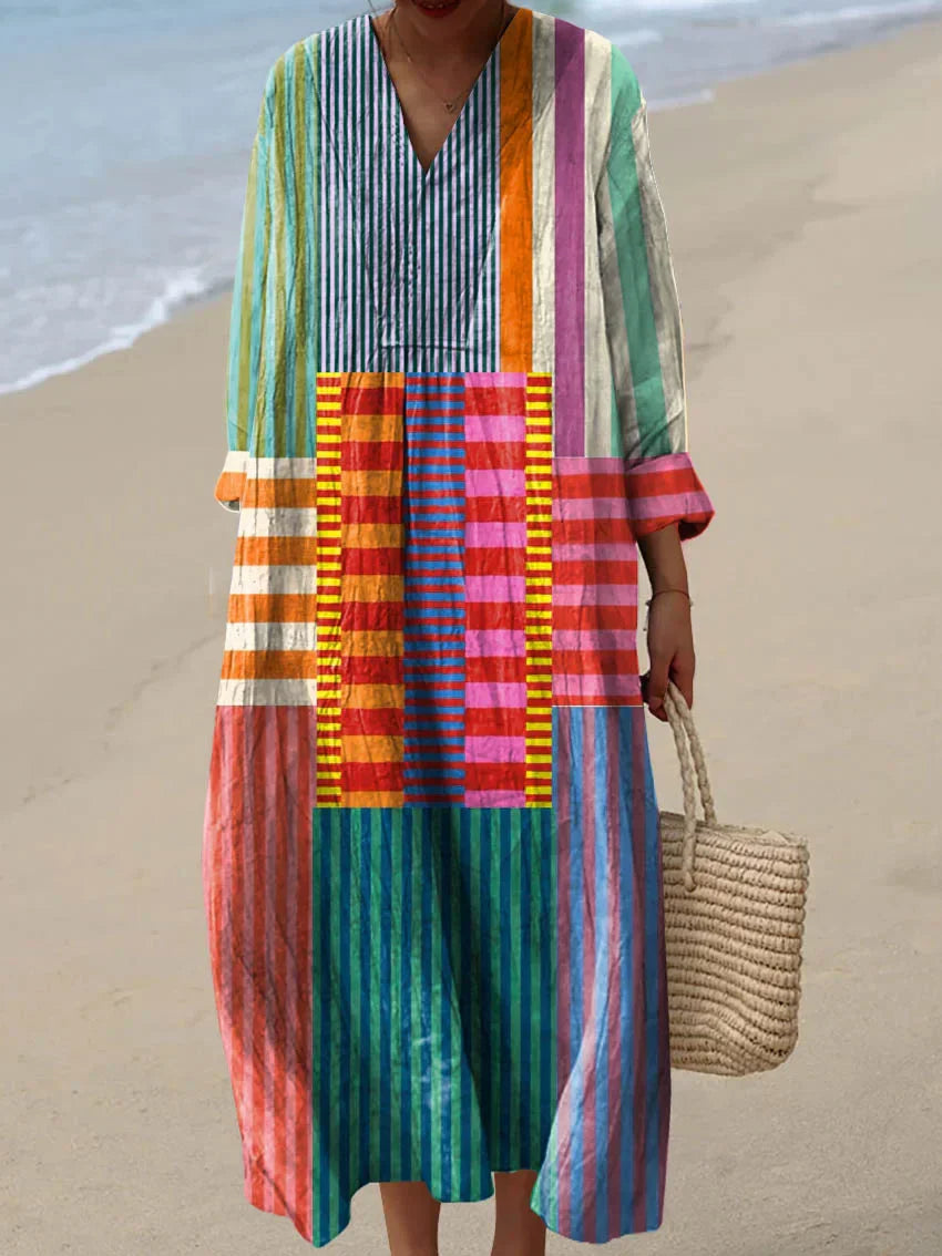Vestido con estampado artístico abstracto para mujer