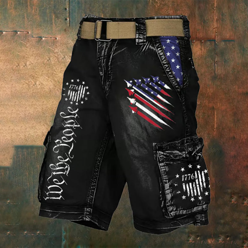 Usa Independence Day Printed Cargo Shorts
