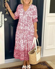 V-NECK BOHEMIAN DRESS