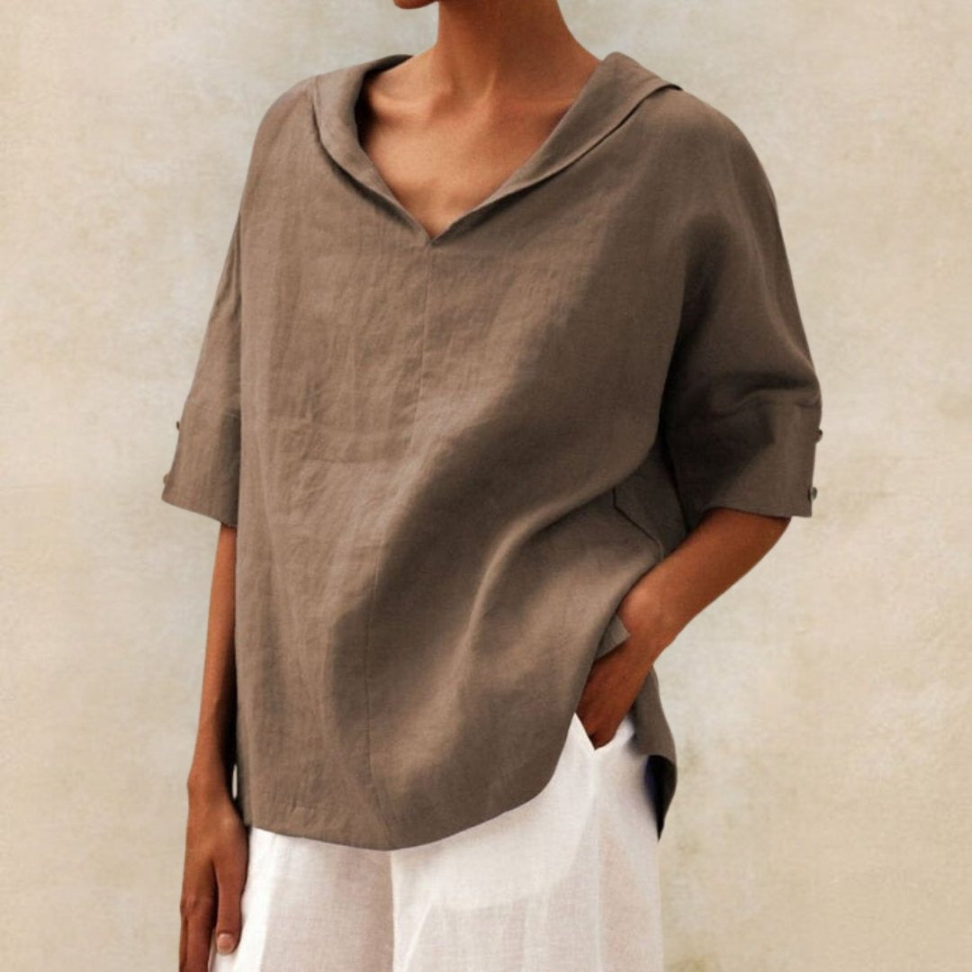 Women's Casual Linen V-Neck Shirt