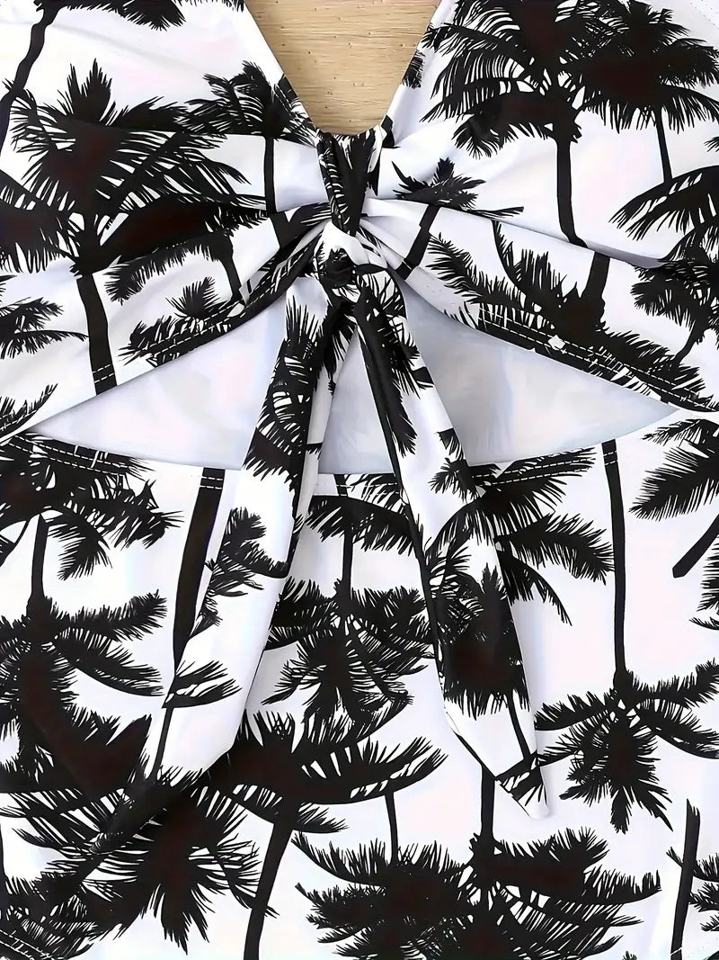 Palm Tree Print Swimsuit