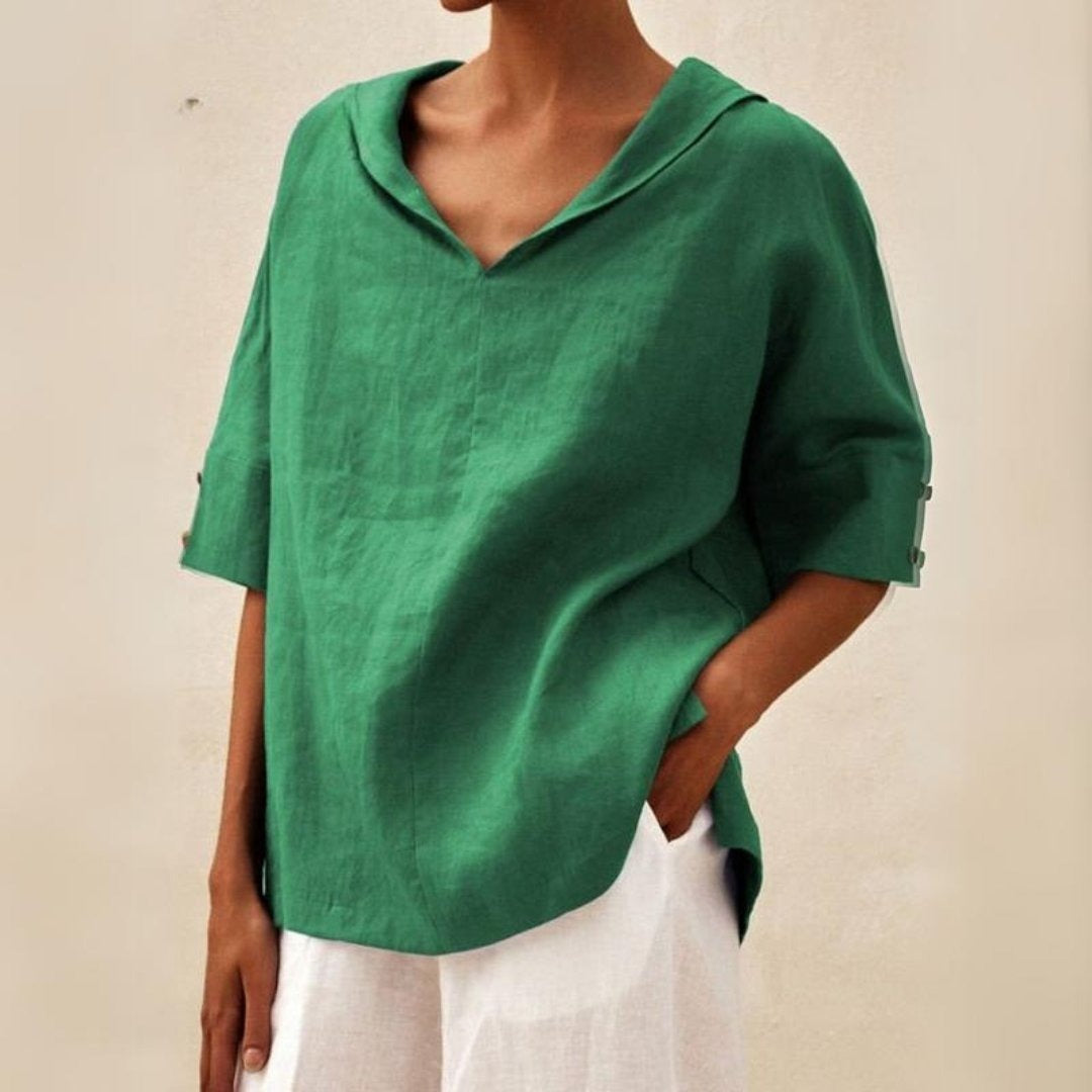 Women's Casual Linen V-Neck Shirt