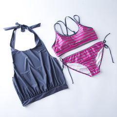 Women's three piece swimsuit set push up swimsuit