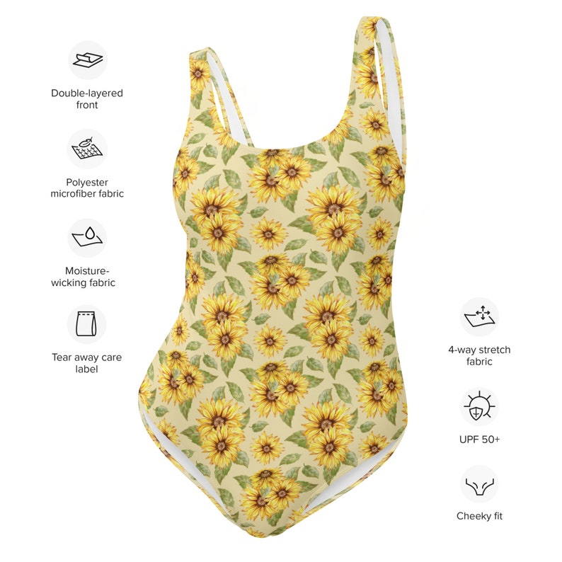 Sunflowers Floral One Piece Swimsuit for Women