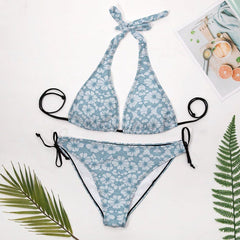 Floral suspender bikini set two piece swimsuit