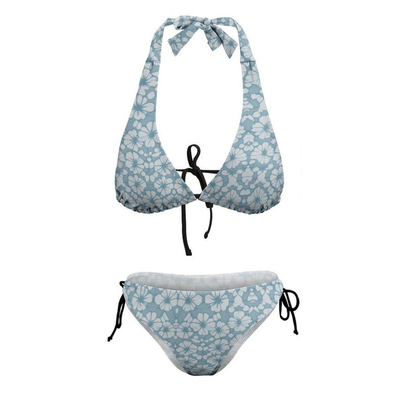 Floral suspender bikini set two piece swimsuit