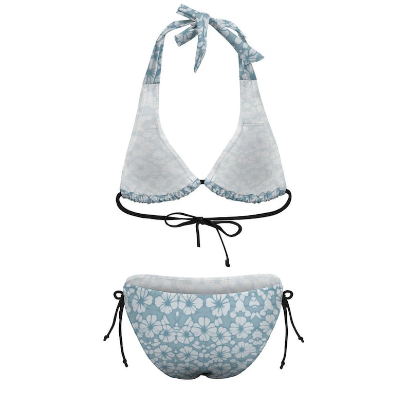 Floral suspender bikini set two piece swimsuit