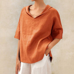 Women's Casual Linen V-Neck Shirt