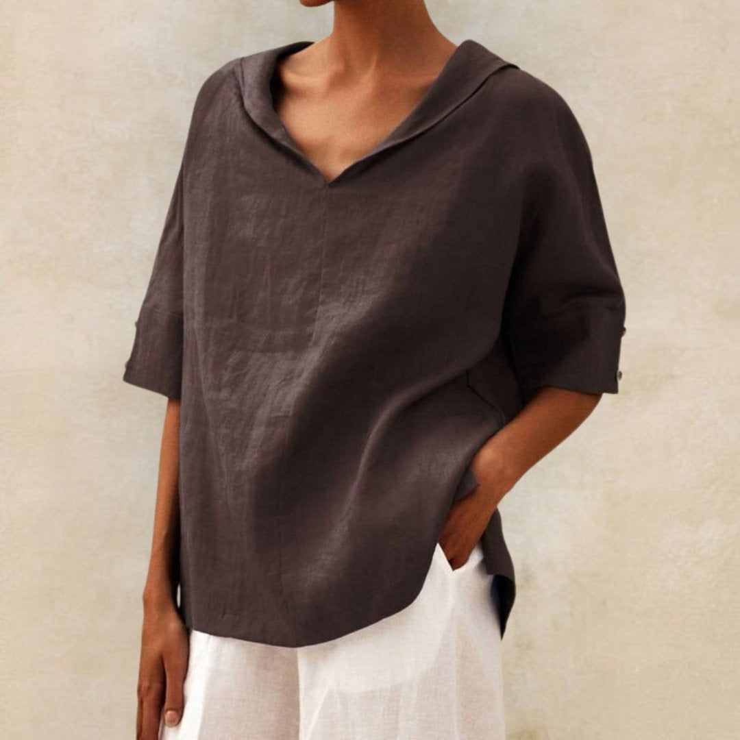 Women's Casual Linen V-Neck Shirt