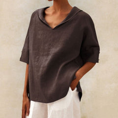 Women's Casual Linen V-Neck Shirt